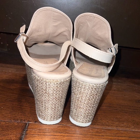 MARCO RICCI WOMENS WRINKLE VAMP PLATFORM SLINGBACK WEDGE, SIZE EU 38 (US8), NUDE - Picture 12 of 13